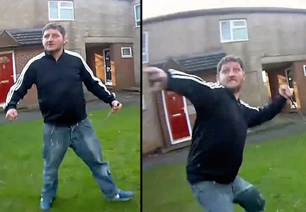 Watch The Terrifying Moment A Psychotic Man Tries To Stab A Police ...