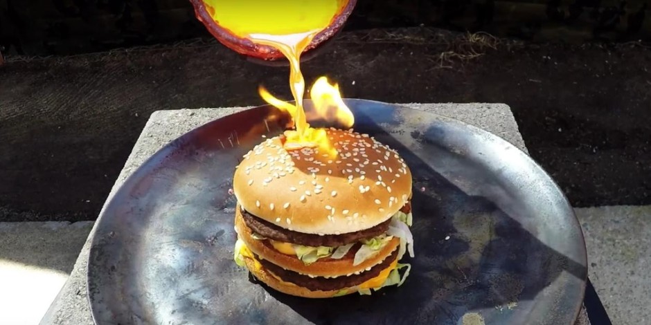 Here's What Happens When You Pour Molten Copper On A Big Mac