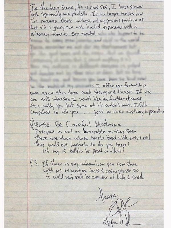 Tupacs Letter To Madonna That Ended Their Relationship Is Auctioning For 3000 