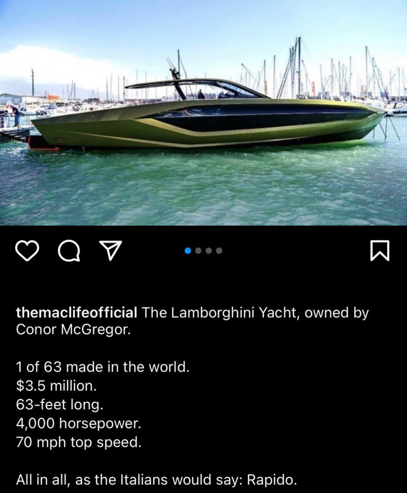 conor mcgregor lamborghini yacht