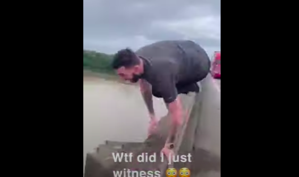Watch This Absolute Maniac Jump Off A 100 Foot Bridge Because He Was