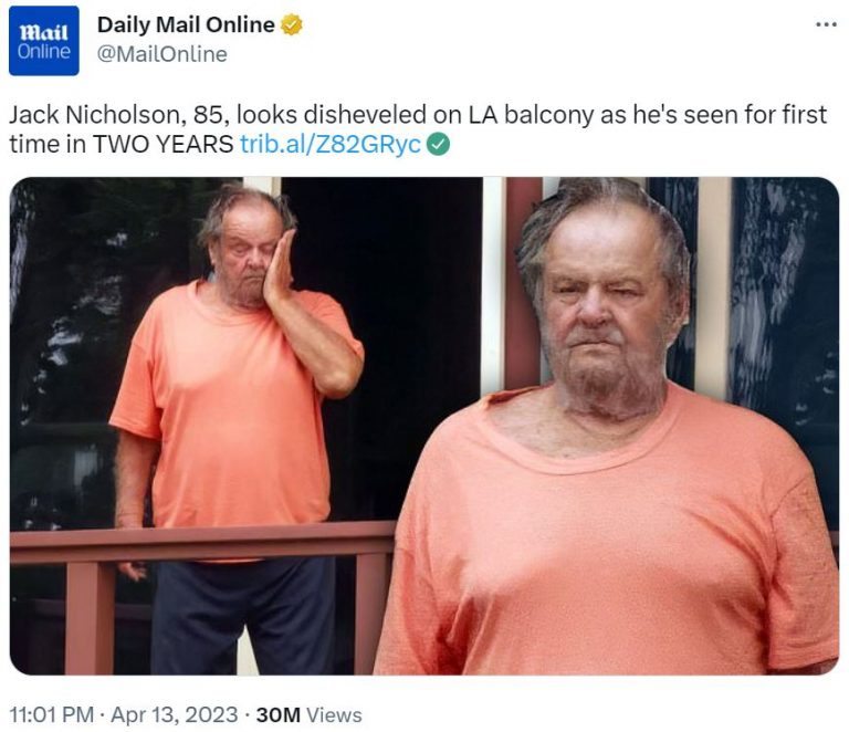 85 Year Old Jack Nicholson Seen For The First Time In Two Years Daily Mail Says He Looks